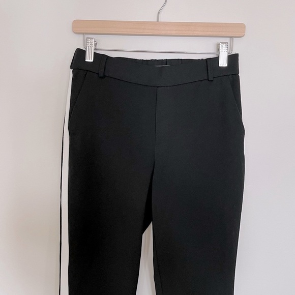 ZARA Cropped Black Tuxedo Pant with White Stripe - Picture 3 of 6